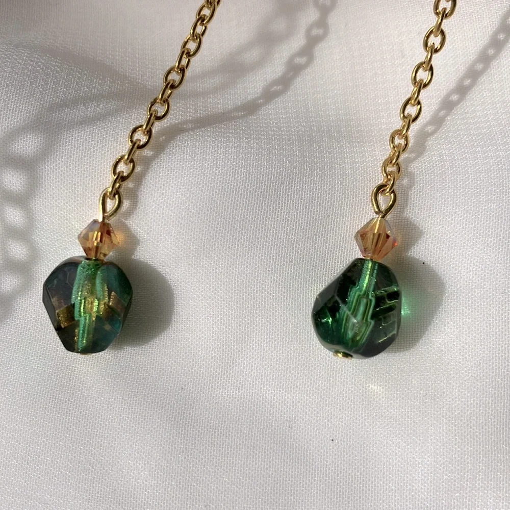 Glass Bead Dangle Earrings - Picture 3 of 4